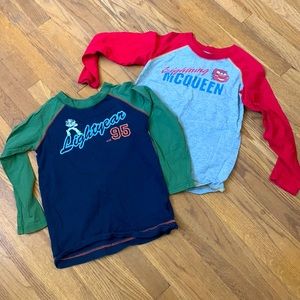 Disney lightening McQueen and buzz lightyear long sleeve raglan jersies size 7/8